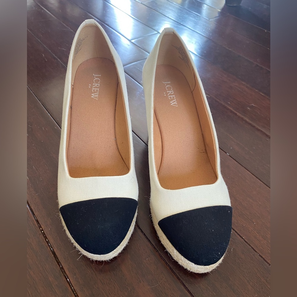 J. Crew cap toe wedge espadrilles